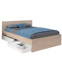 Cama De Matrimonio John con Cajones Roble Brooklyn y blanco Shiny 135-140x190 cm