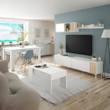 Pack Muebles Salón Ethna Blanco Y Natur Estilo Moderno