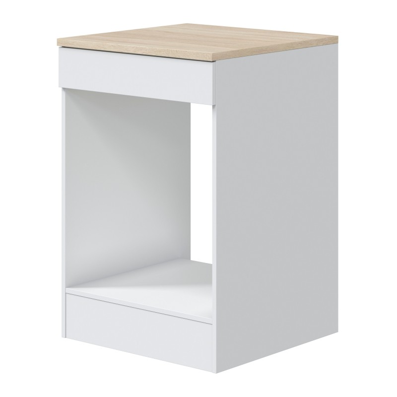 Cocina Modular Kira Con Isla Blanco Brillo y Roble Canadian 240 cm