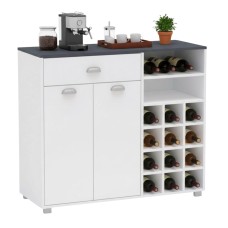 Buffet blanco Asfeld 2 botellero armario cajon 103x101x40 cm