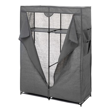 Armario textil gris con estructura metálica y cortina frontal tipo tienda plegable