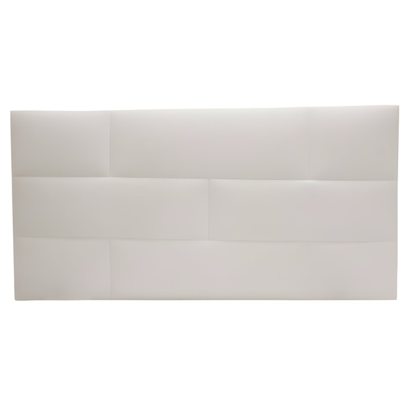 Cabecero tapizado en beige claro con panel acolchado de diseño geométrico frontal
