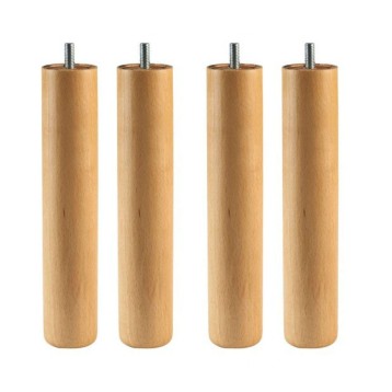 Juego de 4 patas cilíndricas de madera natural con tornillo metálico para muebles