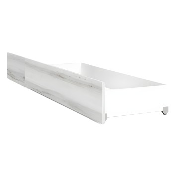 Cajón blanco con frente efecto madera clara y ruedas de desplazamiento