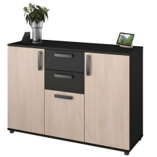 Aparador Dark Comedor Moderno Roble Brooklyn y Negro Stipple 119x40 cm