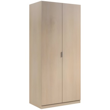 Armario de madera clara con dos puertas y tirador metálico integrado