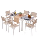 Pack Mesa Extensible con 6 Sillas Exterior Jardín Color Blanco y Beige