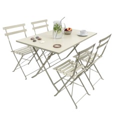 Pack Mesa con 4 Sillas Jardín Greensboro Plegables Color Beige