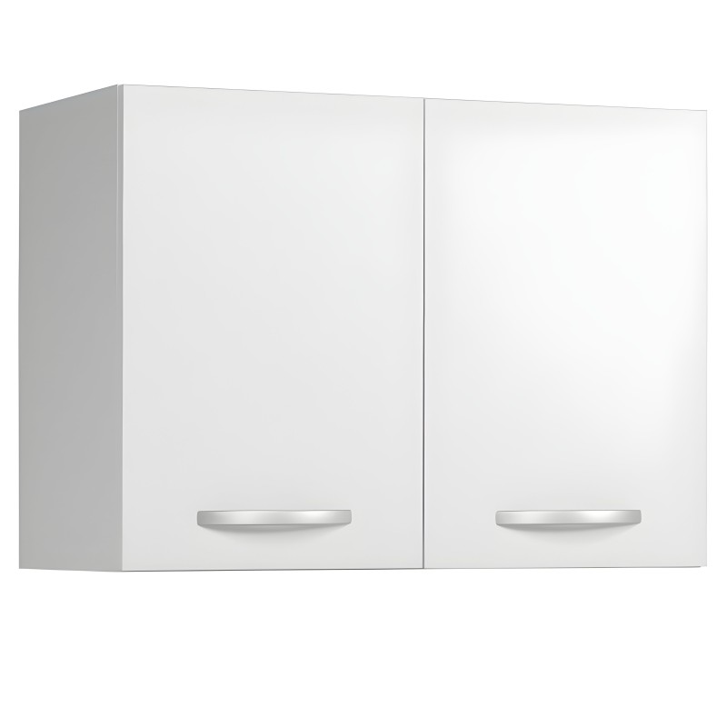 Mueble colgante alto blanco con dos puertas y tirador metálico plateado vista frontal