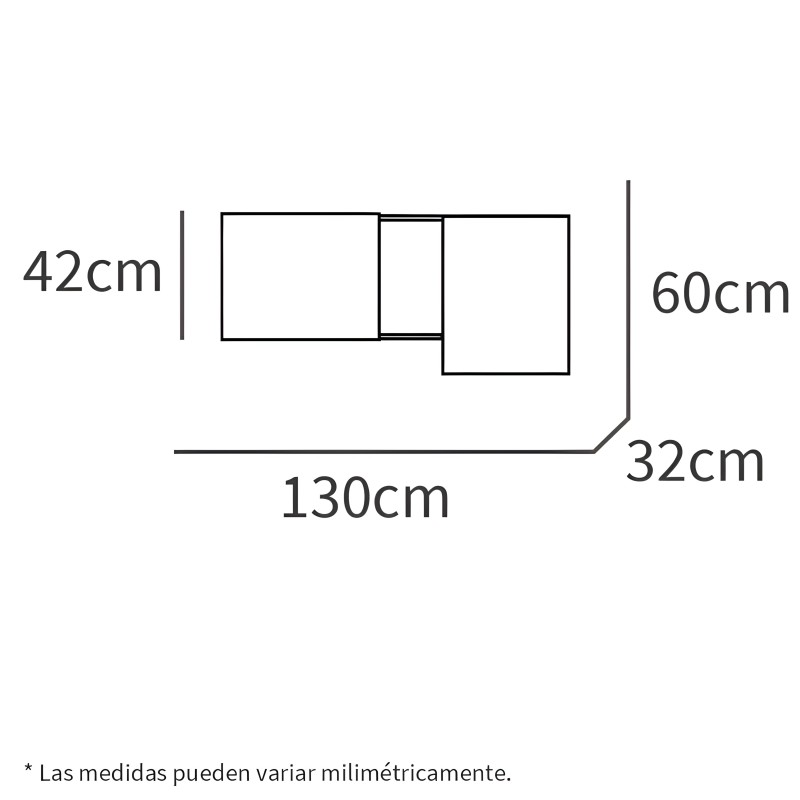 Mueble modular suspendido vista lateral esquemática