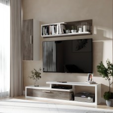 Mueble Salón Ariya Con Estantes Roble Ansberg y Blanco 170 cm