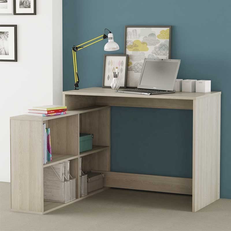 Mesa escritorio con estanteria baja Roble Shannon 112 cm Mesa escritorio con estanteria baja Roble Shannon 112 cm