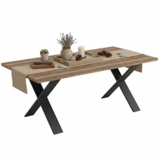 Mesa De Comedor Fija Mónaco Roble Saloon Y Negro Estructurado 180x90 cm