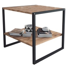 Mesa de Centro Fija Rus Roble Safir y Negro 50X50 cm