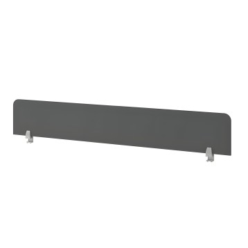 Separador de escritorio gris oscuro con bordes redondeados y soportes de aluminio