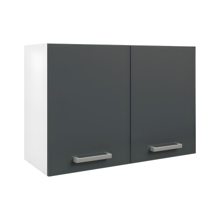 Mueble colgante cocina dos puertas gris antracita y blanco con asas metálicas