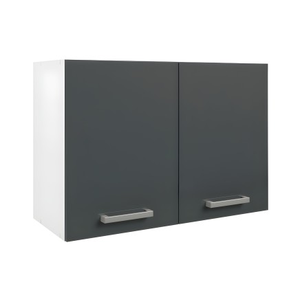 Mueble colgante cocina dos puertas gris antracita y blanco con asas metálicas