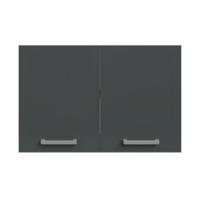 Mueble aéreo con dos puertas abatibles gris oscuro y tiradores plateados