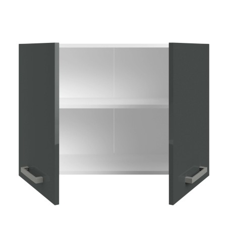 Mueble colgante gris oscuro y estantes internos blancos vista frontal