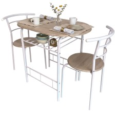 Conjunto Mesa Cocina y 2 Sillas Butterfly Fija Color Blanco y Roble Sonoma