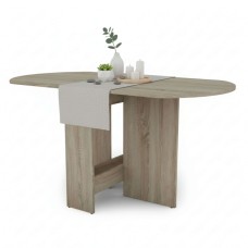 Mesa de Comedor Redonda Abatible Sand Color Roble Sonoma 150x75x80 cm
