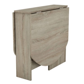 Mesa abatible en madera de roble claro con tapa plegable y almacenaje integrado