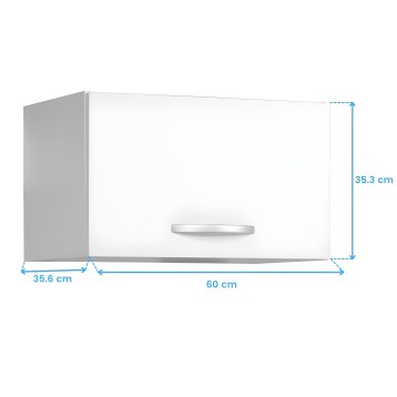 Armario colgante blanco con puerta y tirador plateado vista frontal con medidas