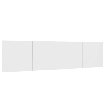 Cabecero tapizado blanco de tres paneles con estructura horizontal y costuras decorativas