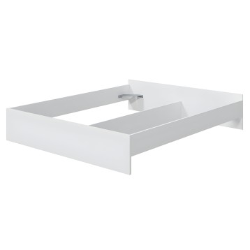 Estructura de cama blanca con somier de láminas y laterales elevados vista frontal