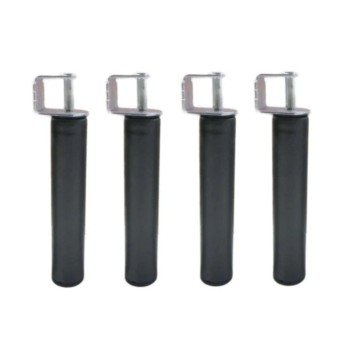 Juego de 4 patas cilíndricas negras con herraje metálico gris para muebles