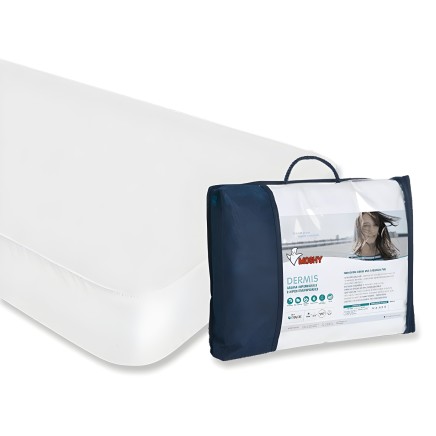 Protector de colchón blanco impermeable Dermis con funda azul marino y asa de transporte