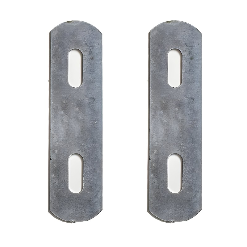 Par de soportes metálicos galvanizados con ranuras ovaladas para fijación de muebles