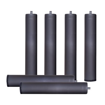 Set de 6 patas cilíndricas gris oscuro con rosca metálica para muebles