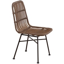 Silla Comedor Thai de Rattán Natural y Metal Estilo Nórdico Boho