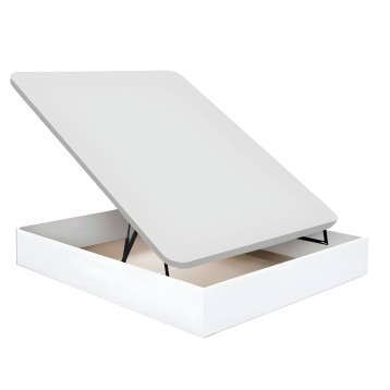 Canapé abatible blanco con tapa elevada y base de almacenamiento interior