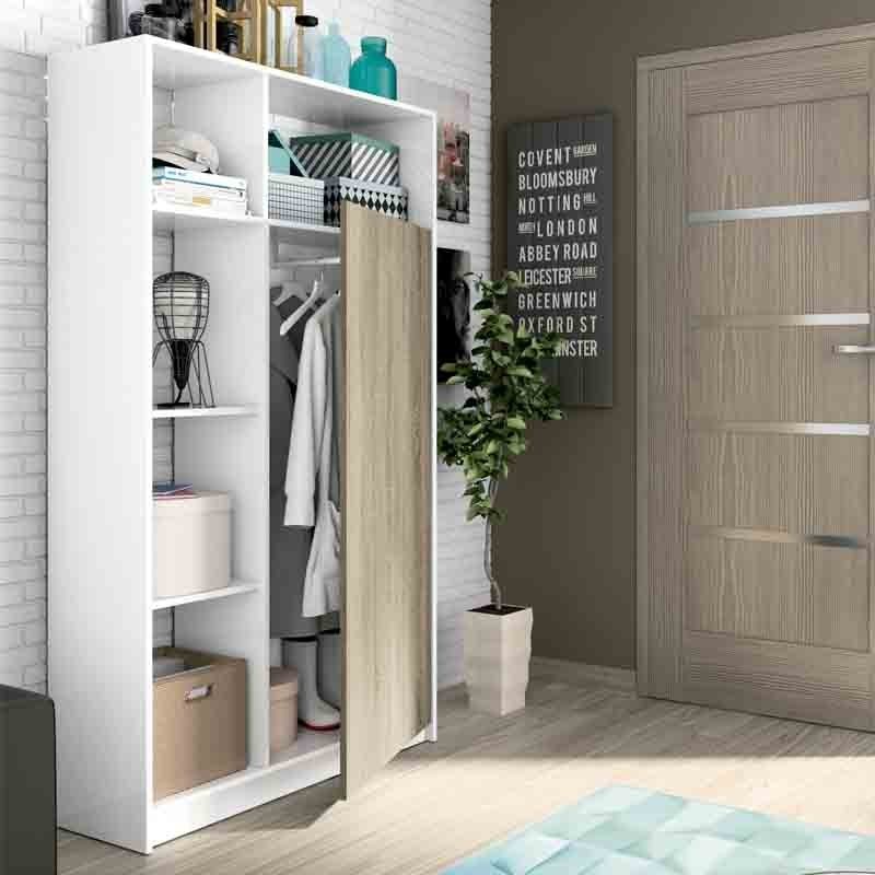 Mueble de Entrada Recibidor Neo Blanco Brillo y Roble Cambrian 100 cm Mueble de Entrada Recibidor Neo Blanco Brillo y Roble Cambrian 100 cm