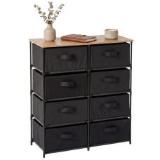Cajonera de Armario Mueble Auxiliar 8 Cajones Roda Roble Cambrian y Negro 76x89x30 cm