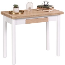 Mesa Cocina Extensible Kitchi Blanco y Roble 80x76x40-80 cm
