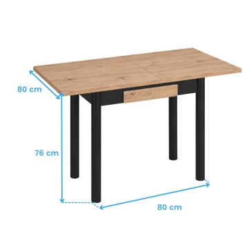 mesa cocina kitchi roble y negro cotas