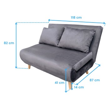 sofa cama gris oscuro cotas