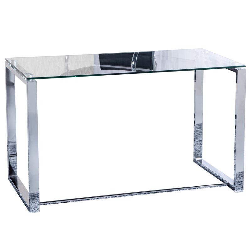 Mesa despacho 100 cm cristal y acero