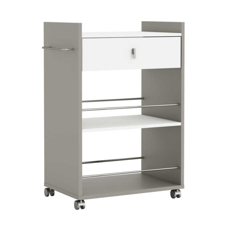 Mueble para microondas en color blanco y basalto con ruedas Mueble para microondas en color blanco y basalto con ruedas