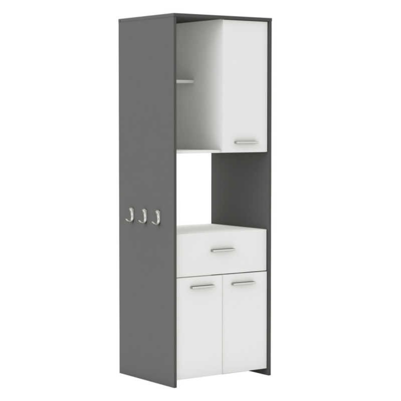 Mueble auxiliar alto microondas color blanco y gris grafito 180x60 cm Mueble auxiliar alto microondas color blanco y gris grafito 180x60 cm