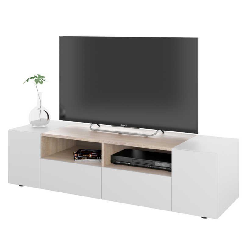 Mueble TV color blanco artik y roble canadian 138 cm