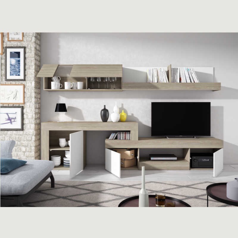 Mueble Salón Comedor Moderno Argos Sable y Blanco - Miroytengo.es
