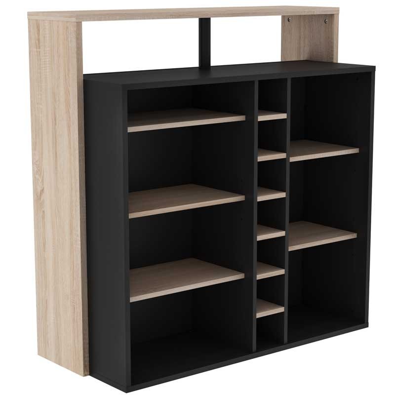Mueble bar Dioniso color roble y negro con botellero Mueble bar Dioniso color roble y negro con botellero