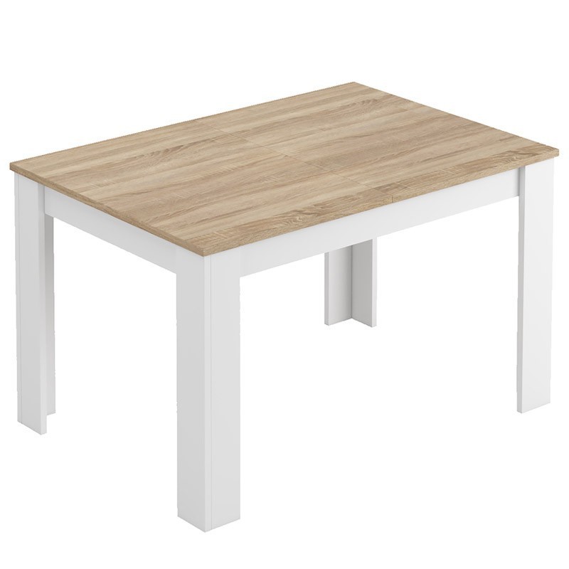 Mesa comedor extensible color blanco y roble 140-190 cm