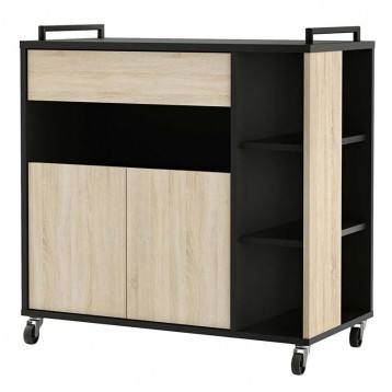 Mueble auxiliar Microondas roble negro 80x76,5