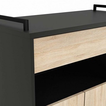 Mueble auxiliar Microondas roble negro 80x76,5