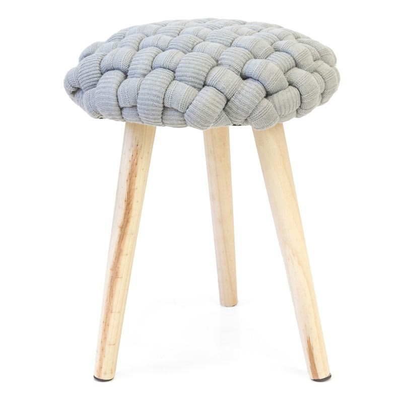 Taburete Trenza color gris patas pino macizo 36x46 cm Taburete Trenza color gris patas pino macizo 36x46 cm